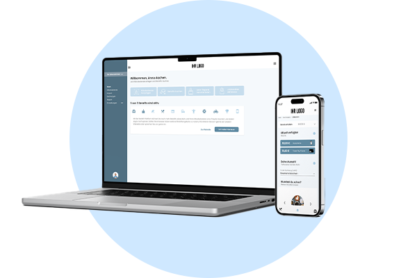 Digitale Benefit-Plattform auf einem Notebook und einem Smartphone