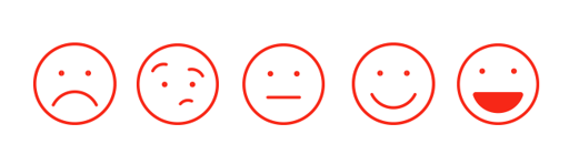 Darstellung von Smileys von traurig bis fröhlich