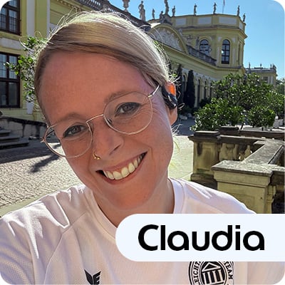 Claudia mit neuen Laufkopfhörern