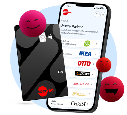 Edenred City Card neben Smartphone mit geöffneter App