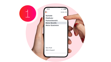 Smartphone mit einem Screenshot "Meine Benefits" auf Edenred Benefits