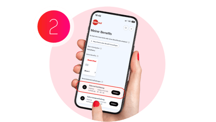 Smartphone mit einem Screenshot "Einlösemöglichkeit" auf Edenred Benefits
