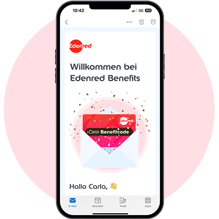 Smartphone im Screen die Edenred Benefits Welcome Mail