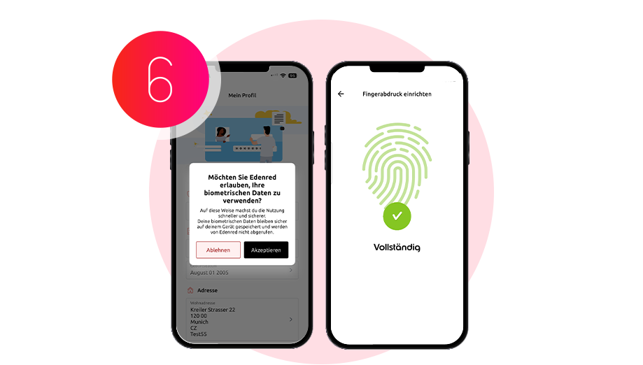 Screenshot Einrichtung der Biometrie