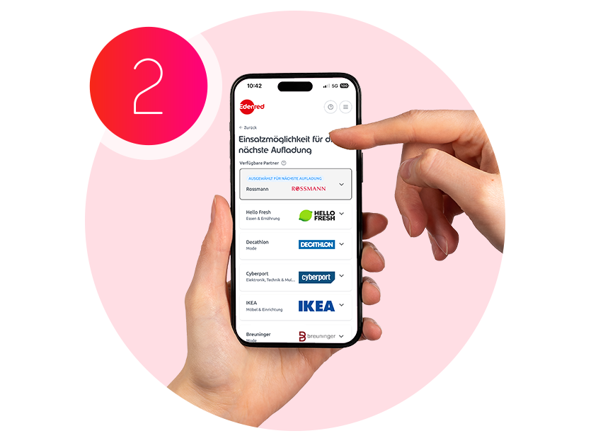 Smartphone mit Partnerliste zur Auswahl der Einsatzmöglichkeit