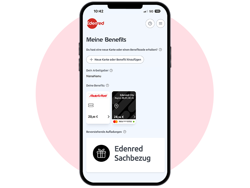 Smartphone Screen mit Edenred Benefits Sachbezug